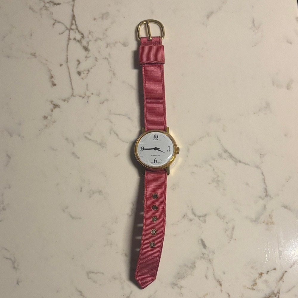 Croton Pink Strap Gold Watch